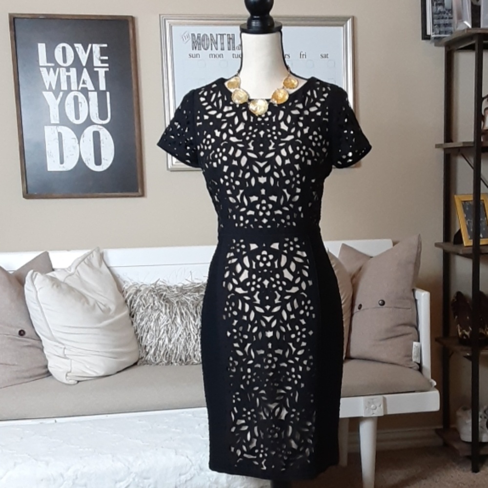 Maeve Black and Tan Cut Out Dress  (4)